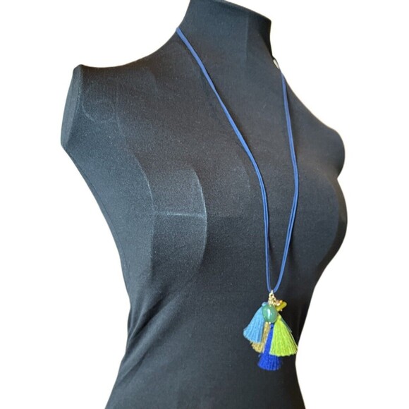 J. Jill Seaside Oasis Tassel Cluster Necklace, Blue Multi, msrp $49 - Picture 3 of 9
